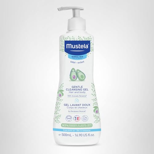 Mustela Baby Gentle Cleansing Gel - Baby Hair & Body Wash - with Natural Avocado fortified with Vitamin B5 - Biodegradable Formula & Tear-Free – 25.35 fl. oz.