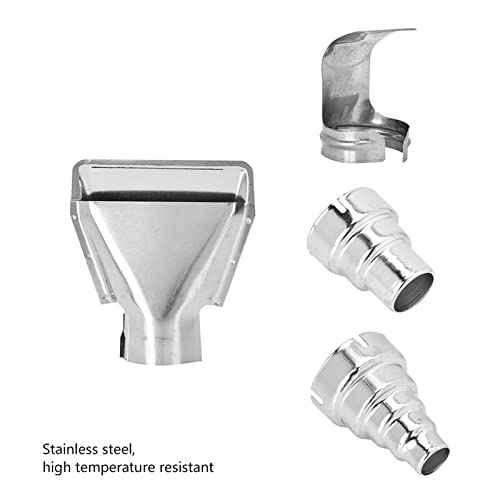 TOPINCN Hot Air Gun Accessories, Heat Gun Nozzles Attachments Stainless Steel Heat Gun Nozzles Kits Soldering Brazing Equipment Silver