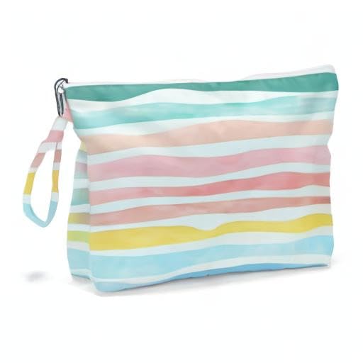 Fokongna Wet Dry Bag, Wet Bag for Swimsuit Travel Beach Bag, Diaper Bag Toiletry Bag Waterproof Large Makeup Bag, Zipper Pouch for Women Girls Sister Friends Wet Bag Starfish Sea Beach rainbow Gifts