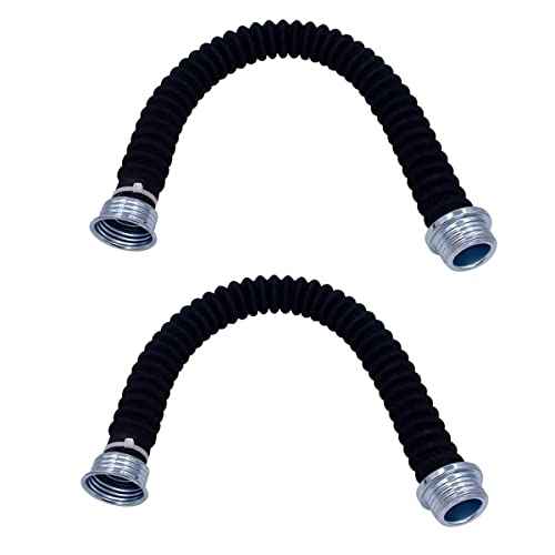 2 PCS Kawazey 0.5M Rubber Gas Mask Hose with Fabric Protection for Connection with The Filter Boxes and Gas Masks(Black)