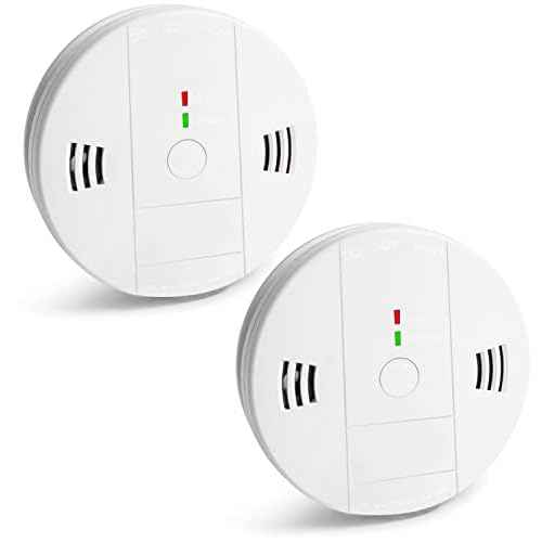 Combination Smoke and Carbon Monoxide Detector Alarm, Beeps Warning Smoke Co Alarm Clock for Travel Home Bedroom Living Room Car Basement Attics, Battery Operated, Comply with UL 217/2034, 2-Pack