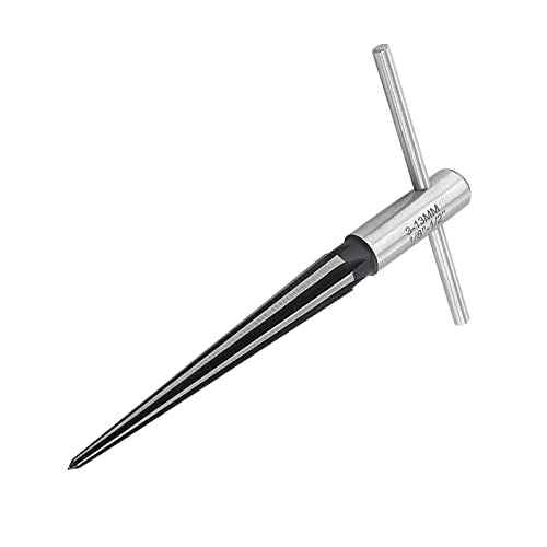 1/8"-1/2" (3-13mm) T Handle Tapered Reamer, 6 Fluted Chamfer Reaming Tool, Guitar Bridge Pin Hole Handle Tapered Reamers Woodworker Luthier Tool