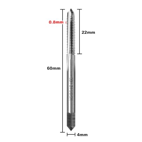 Metric Machine Tap,2pcs M5 x 0.8mm HSS 6542 Straight Flutes Screw Tapping Threading Machinist Repair DIY Tool