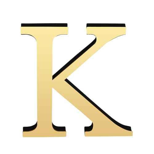 3D Letters for Wall Decor£¬7.87 Inch Gold Elegant Acrylic Letters for Wall Stickers Decor and DIY Home Decoration £¨K,1 pcs£©