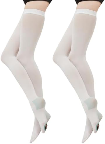 2 Pairs Thigh High Anti Embolism Compression Stockings for Women & Men, 15-20mmHg TED Hose Socks, X-Large
