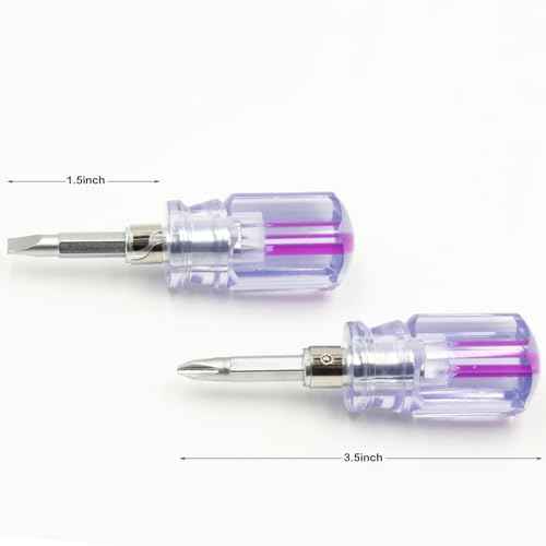 Stubby Screwdriver Short Screwdriver With Phillips Head and Flat Head, Small Magnetic Screwdrivers for DIY Repairing,2 Piece Set