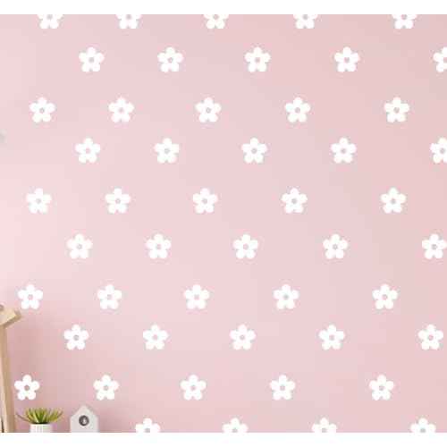 64 Flowers/Set of White Flower Pattern Wall Stickers for Children's Room Girl's Room Nursery (6.8X6.8CM)
