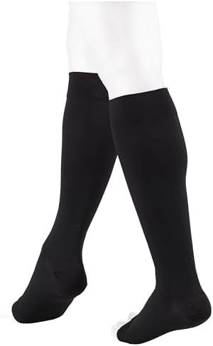 NuVein Medical Compression Stockings, 30-40 mmHg Support, Women & Men Knee Length, Open Toe, Black, X-Large