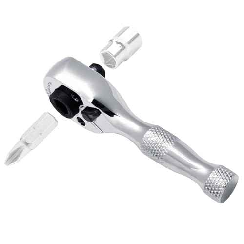1/4-Inch Stubby Ratchet Wrench, Socket&Bit Driver, 72-Tooth, Chrome Alloy Made, Chrome Plated Finish