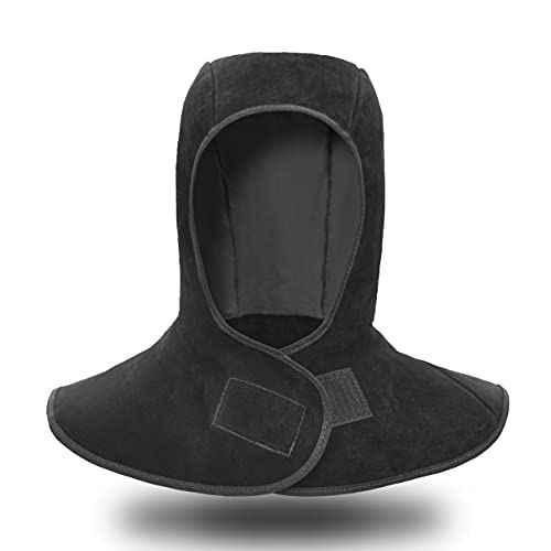 Leaseek Welding Hood, Flame-Retardant Protective Welding Cap with Neck Shoulder Drape, Welding Helmet Accessories,Head Protection for Men & Women, Black