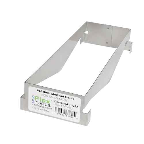 10.5" Steel Mud Pan Frame - Flexible - Rustproof - Lightweight -Metal Knife Cleaning Edges - Attaches to MUDFLEX Soft Ez Grip Silicone Drywall Mud Pan Sold Separately