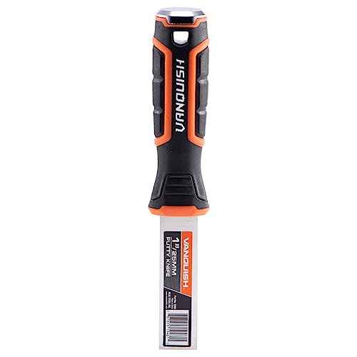 VANQUISH Stainless Steel Putty Knife 1 Inch Scraper with Soft Grip Handle and Metal Hammer End (3560)