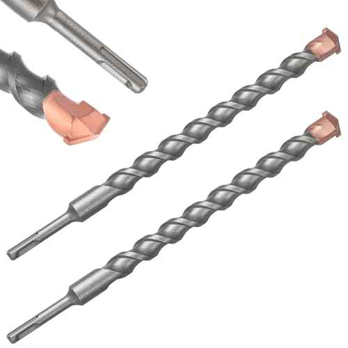 2 Pcs 1 Inch x 14 Inch Rotary Hammer Drill Bit Lengthening, Compatible with SDS Plus, Carbide Tipped to Easily Drill Through Concrete, Masonry Bit for Brick, Cement, Stone, Block and More