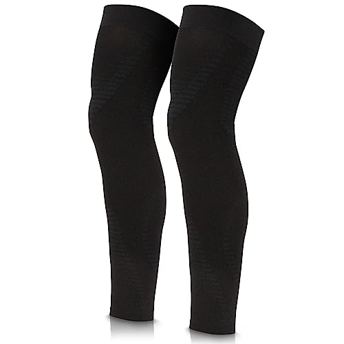 Vive Full Leg Compression Sleeves for Men & Women (Pair) - Knee, Calf, & Thigh Support Brace Wrap for Basketball, Football, Wrestling - Footless Long Running Accessories for Shin Splints (Small)