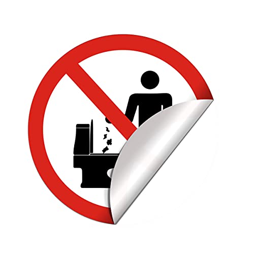 dealzEpic - Do Not Litter in Toilet/Do not Throw Trash in the Toilet Sign - Self Adhesive Peel and Stick Waterproof Vinyl Decal - 3.94 inches in Diameter | Pack of 4 Pcs