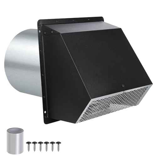 8 Inch Hooded Wall Vent with Screen and Damper,Exterior Wall Exhaust Vent Cover Cap, Wall Mount Exhaust Vent for Kitchen Range Hood HVAC Duct Dryer Ventilation and Outdoor Air Exhaust,Galvanized Steel