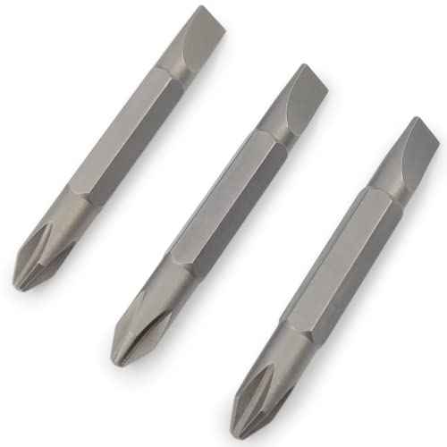 1/4 Hex Screwdriver Bit Set for Drill - Double Ended Driver for Phillips and Slotted Screw (3-Pack) (2 Inches (Short))