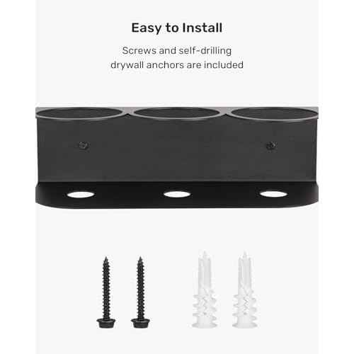 Spray Bottle Holder 6 Large Opening Wall Mount Solid Steel Storage Rack, Holds up to 32 oz Detailing Bottle Organizer, Includes Hardware Easy to Install