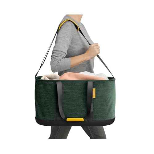 Joseph Joseph Hold-All Collapsible 45L/11.89 Gallon Outdoor Washing Laundry Basket with Shoulder Strap, Durable Fabric, Waterproof Base (Dark Green)