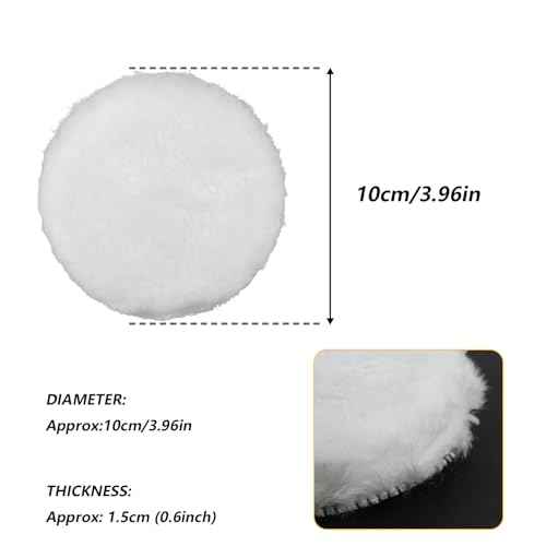 4Inch Wool Polishing Buffing Pads, 6 Pcs, Car Buffer Polisher Kit, Wool Buffing Polisher Wheel, M10 Drill Adapter & Hook and Loop Back