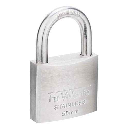 Stainless Steel Pin Tumbler Padlock, 304 Marine Series, Weatherproof Padlock for Outdoor use, 2 inch Wide Body, Keyed Different - Stainless Steel Body & Shackle