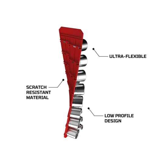 EZRED FSR12-R Flexible Magnetic Socket Holder Red, Holds 14 Sockets