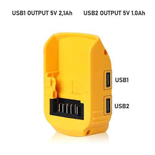 DSANKE USB Adapter Charger for Dewalt 20V Battery, Dual USB Charger & 12V DC Port & LED Work Light - Compatible with Dewalt 20V Batteries