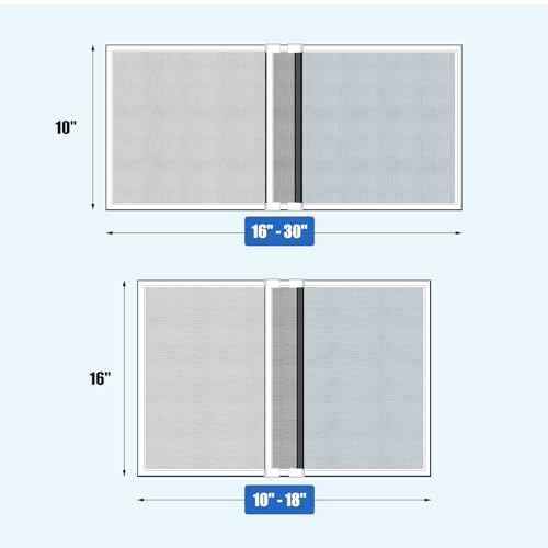 4 Pack Expandable Window Screen, 2 Way Sliding Adjustable Window Screen, Horizontal (10" H x 16" - 30" W), Horizontal and Vertical Adjustable, Durable Replacement Screen for Window, Window Screen Mesh