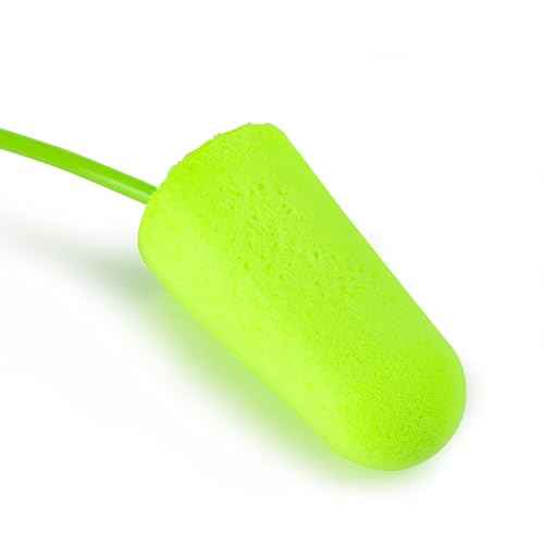 Moldex Pura-Fit Foam Earplugs ? Soft, Comfortable, Corded, Disposable Ear Plugs, NRR 33dB Noise Reduction for Hearing Protection, Bright Green, Made in USA, 100 Pairs, 6900
