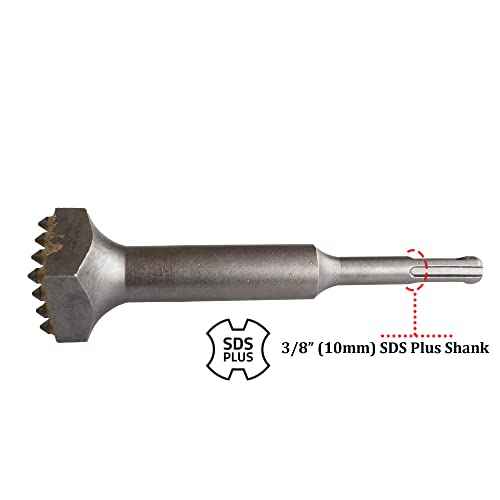 5 5/8 in. x 1 1/4 in. 16 Tips Concrete Repair Patch Prepare SDS Plus Chisel, 1 1/4 Inch Square Head SDS Plus Bush Hammer Drill Bit for Rotary Hammer (Pack of 2)