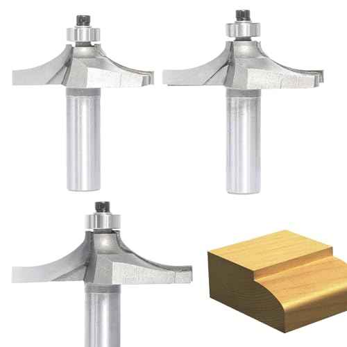 3Pcs Table Edge and Handrail Router Bit,1/2 Inch Shank, Cutting Depth 3/4",7/8",1" Thumbnail Edge Cutters, Carbide Tipped 2 Flute, for Table Wood Profiling,Molding,Edging