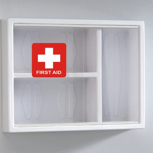 dealzEpic - First Aid Cross Sticker Sign - Self Adhesive Peel and Stick Vinyl 1st Aid Decal Symbol - 3.94x3.94 inches | Pack of 4 Pcs