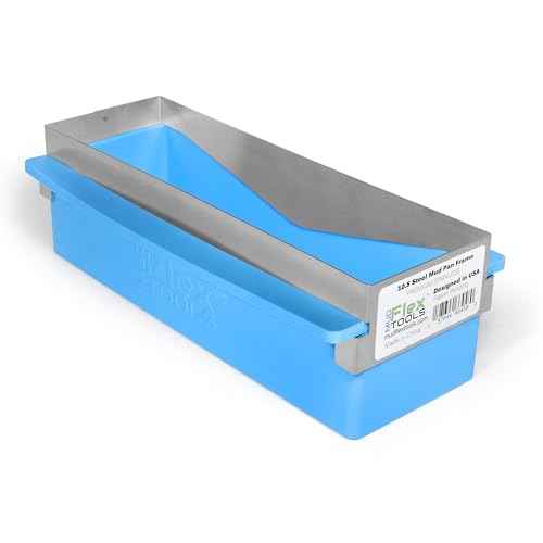 10.5" Steel Mud Pan Frame - Flexible - Rustproof - Lightweight -Metal Knife Cleaning Edges - Attaches to MUDFLEX Soft Ez Grip Silicone Drywall Mud Pan Sold Separately