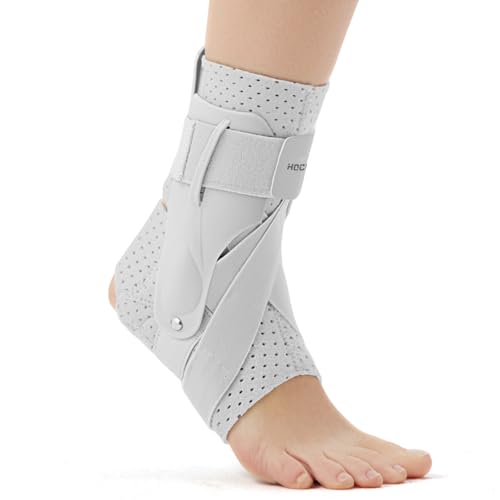 Right Ankle Brace for Women & Men - Ankle Support Sprained Ankle Brace for Achilles,Tendon,Sprain,Injury Recovery,Ankle Support Brace for Running, Basketball, Football (Grey,L,Right)