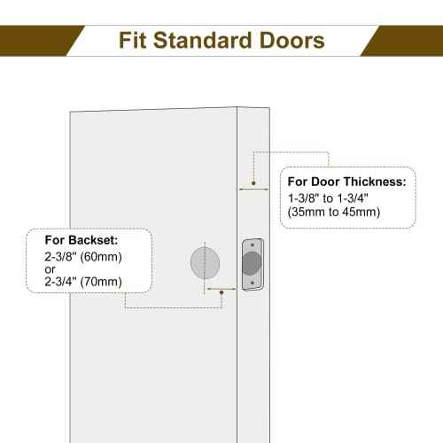 HOSOM 2 Pack Privacy Door Handles with Lock for Bedroom and Bathroom Satin Nickel Keyless Interior Door Knobs Reversible Square Door Locks