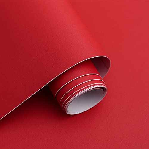 15.7" x 118" Thicken Red Contact Paper - Solid Color Peel and Stick Wallpaper for Cabinets and Countertops