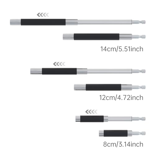 ChgImposs Drill Bit Holder Scalable 5PCS/Set, 3.15"/4.7"/5.5"(80/120/140mm) Magnetic Drill Bit Extension, Adjustable Magnetic Screwdriver Bit Holders 1/4" Hex, Drill Extension Bit Holder