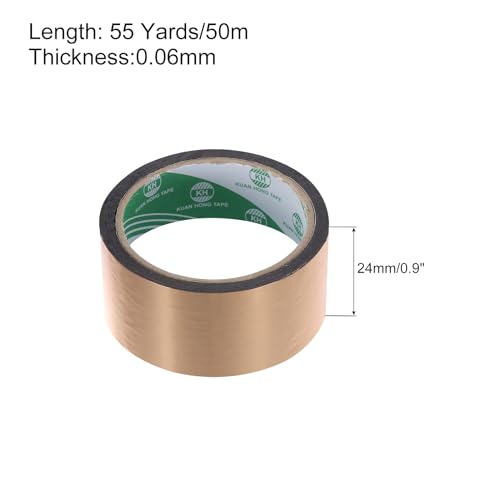 MECCANIXITY Champagne Gold Metalized Tape 1 Inch x 55 Yards Decor Tape for Detailing Accent Wall, Graphic Arts, Pack of 1