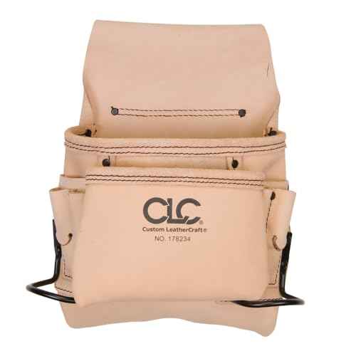 CLC Custom Leathercraft 178234 Carpenter's Nail and Tool Bag Reversed Top Grain, 8-Pocket , White