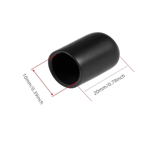 Round Rubber End Caps 100 Pcs 3/8" (10mm) ID Vinyl Flexible Screw Thread Protectors Black Bolt End Caps for Metal Tubing Rod Bolt