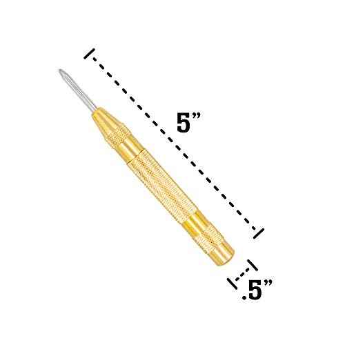 LINE2design Brass Window Punch - Firefighter, EMS, EMT Police Emergency Hand Rescue Tool - Automatic Heavy Duty Adjustable Center Spring Loaded Car Window Breaker