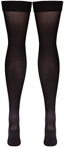 Truform Women's Compression Stockings, 20-30 mmHg, Thigh High Length, Closed Toe, Opaque, Black, Medium