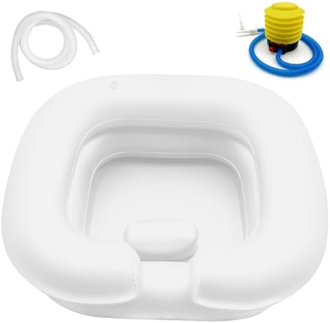 Inflatable Shampoo Basin, Portable Hair Washing Bowl for Bedridden, Disabled, Injured, Elderly, Shampoo Bowl for Dreadlocks and Home Hair Washing Sink (White)