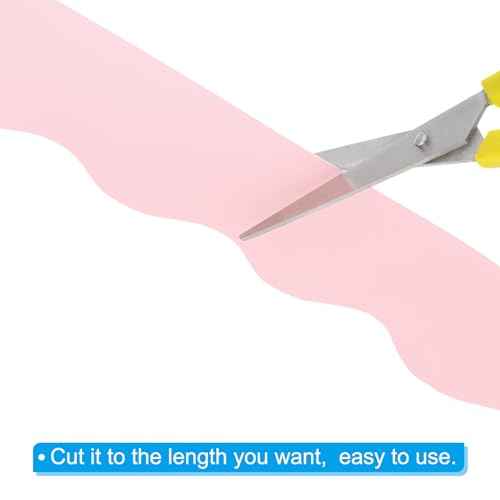 PATIKIL 2.24" x 32.8Ft Bulletin Board Border,Scalloped Trim Strips Wall Decor for Locker Classroom Cork Poster Black Board White Chalkboard, Light Pink