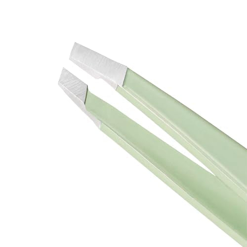 Tweezerman Stainless Steel Slant Tweezer - Eyebrow Tweezers for Women and Men (Pistachio)