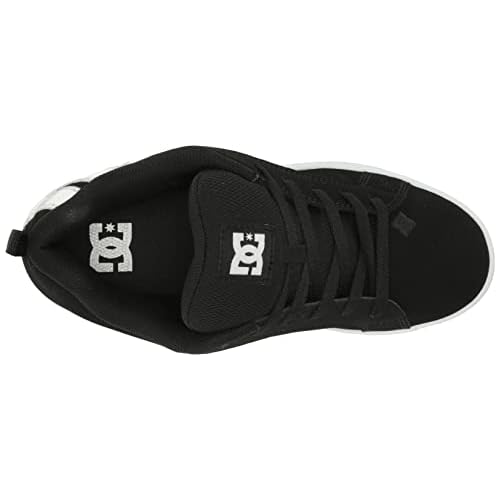 DC Women's Court Graffik Casual Skate Shoe,Black/White Stencil,7