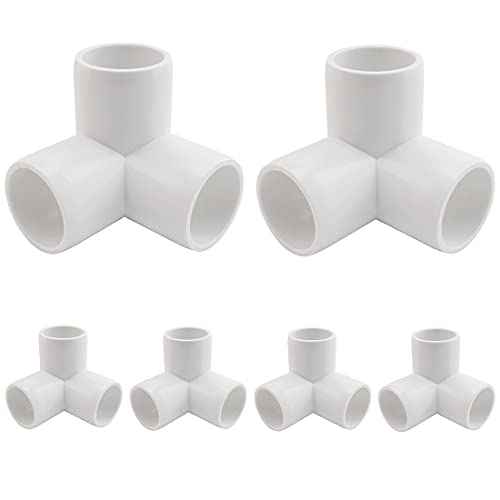 1-1/4 Inch 3 Way PVC Fitting Furniture Grade Pipe Corner Elbow for Greenhouse Shed/Tent Connection/Garden Support Structure/Storage Frame [Pack of 6]