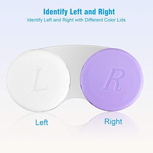 12PCS Contact Lens Case, Contact Lens Box Left/Right Eyes Holder Container, Outdoor Mini Contact Lens Soak Storage Kit for Travel&Home.(6Purple+ White, 6Green+ White)