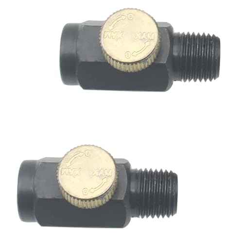 2 Pcs Brass In-Line Air Flow Regulator Adjustable 1/4" NPT Male & Female In-Line Air Flow Valves Air Pressure Compressor Control Tool (Black)