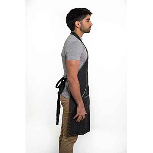 Multipurpose Cross Back Denim Chefs Apron - BBQ, Painting, Garden, Cooking for Men and Women with pockets